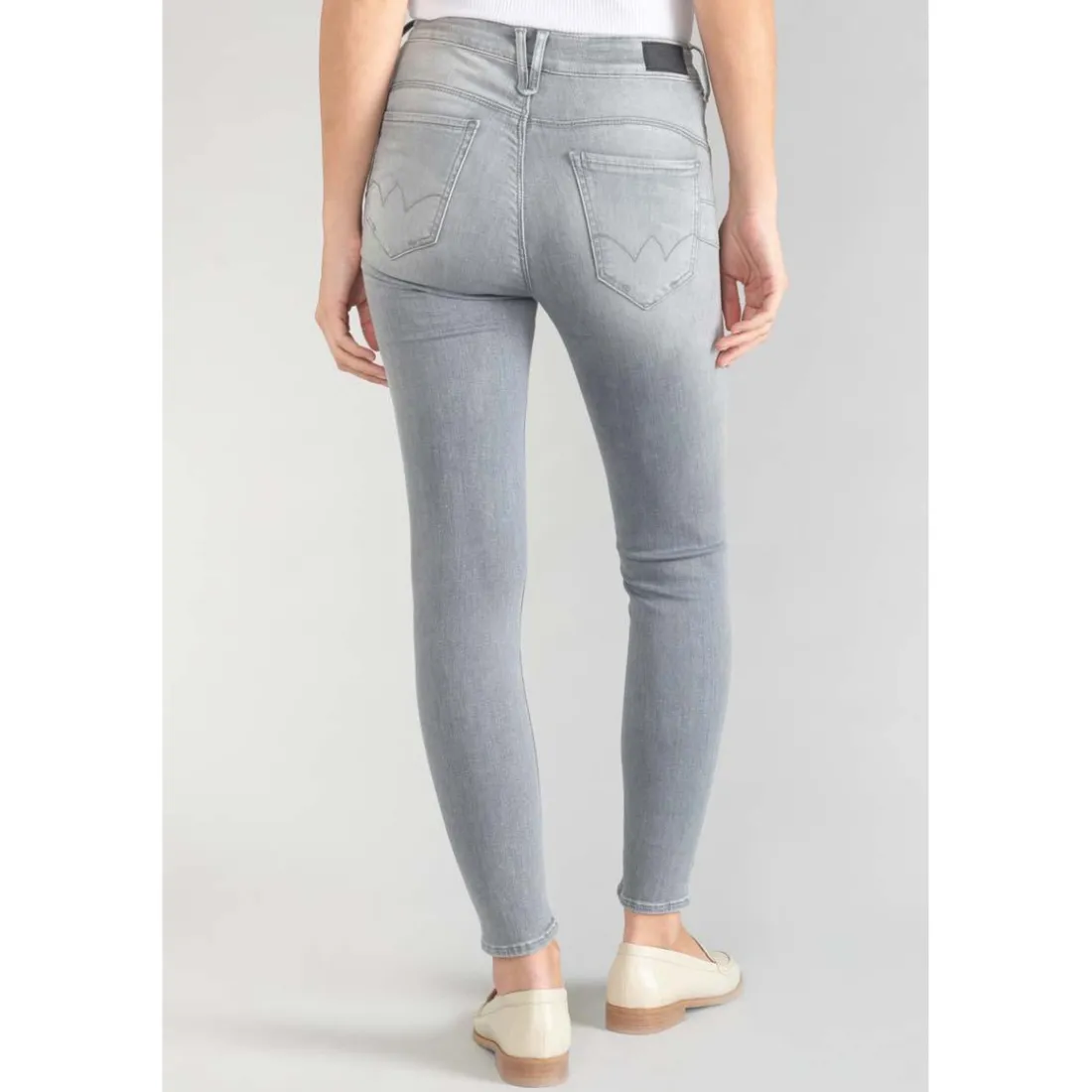 Jeans push-up slim taille haute PULP, 7/8ème gris en coton Noémie