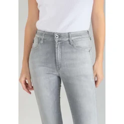 Jeans push-up slim taille haute PULP, 7/8ème gris en coton Noémie
