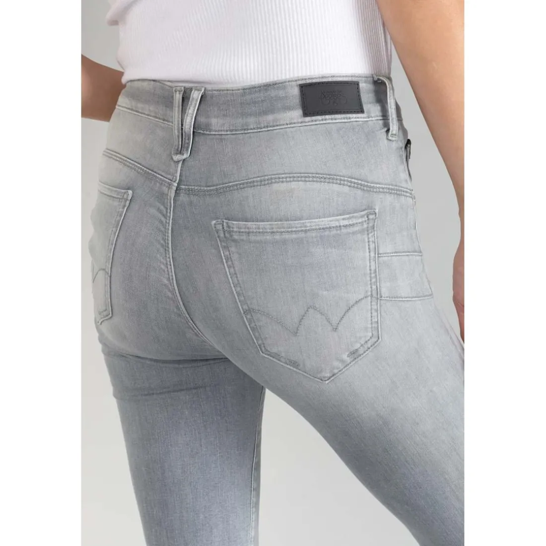 Jeans push-up slim taille haute PULP, 7/8ème gris en coton Noémie
