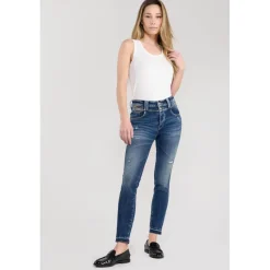Jeans push-up slim taille haute PULP, 7/8ème bleu Lila en coton