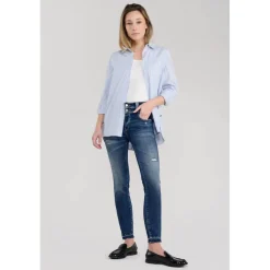 Jeans push-up slim taille haute PULP, 7/8ème bleu Lila en coton