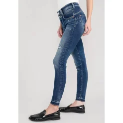 Jeans push-up slim taille haute PULP, 7/8ème bleu Lila en coton