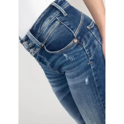 Jeans push-up slim taille haute PULP, 7/8ème bleu Lila en coton