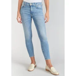 Jeans push-up slim taille haute PULP, 7/8ème bleu en coton Lana