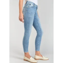 Jeans push-up slim taille haute PULP, 7/8ème bleu en coton Lana