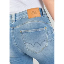 Jeans push-up slim taille haute PULP, 7/8ème bleu en coton Lana