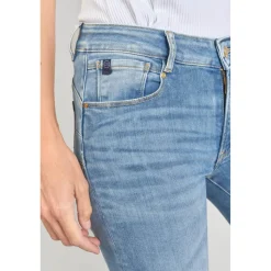 Jeans push-up slim taille haute PULP, 7/8ème bleu en coton Lana