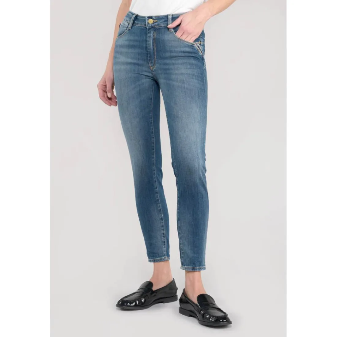 Jeans push-up slim taille haute PULP, 7/8ème bleu Daisy