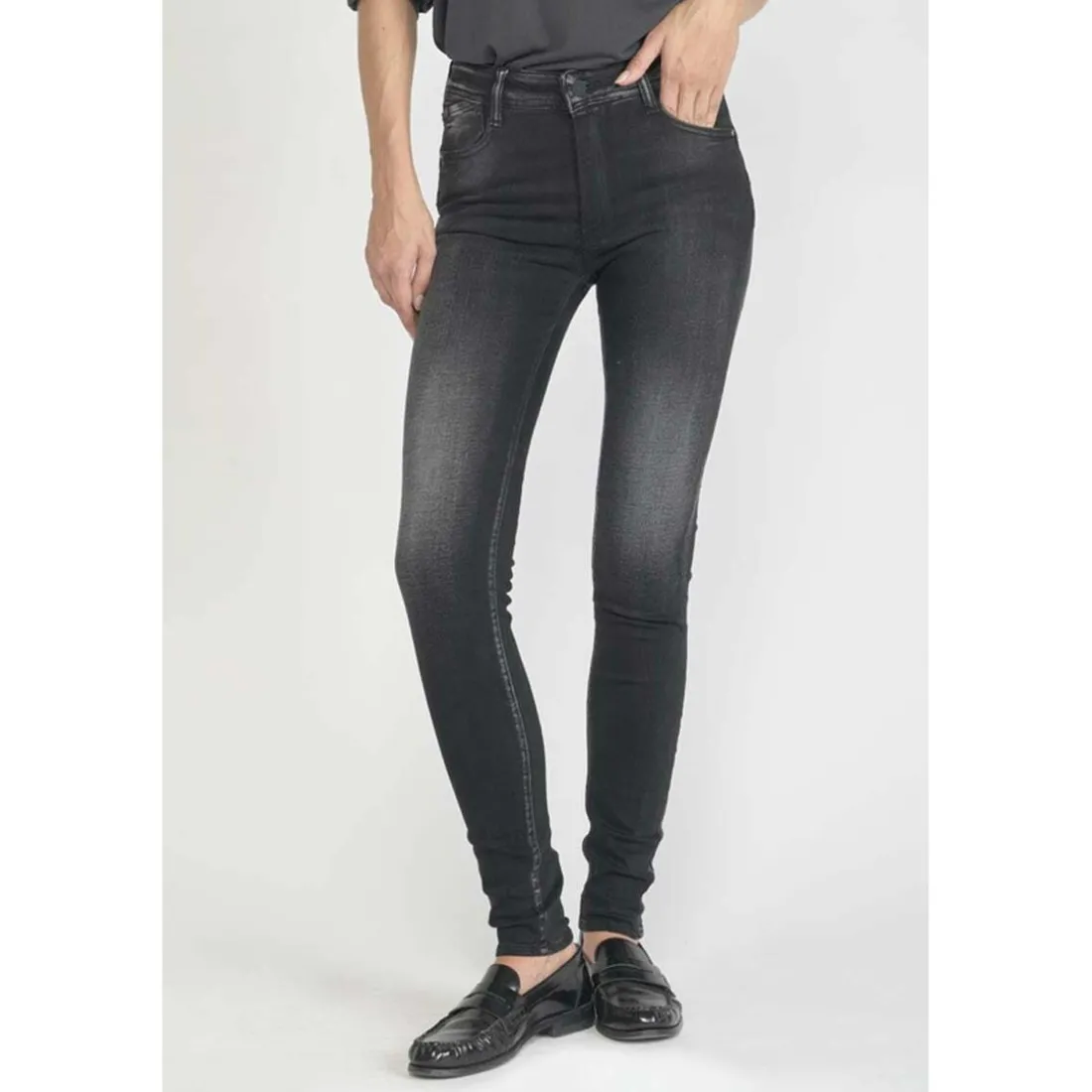 Jeans push-up slim taille haute PULP, longueur 34 noir Lina