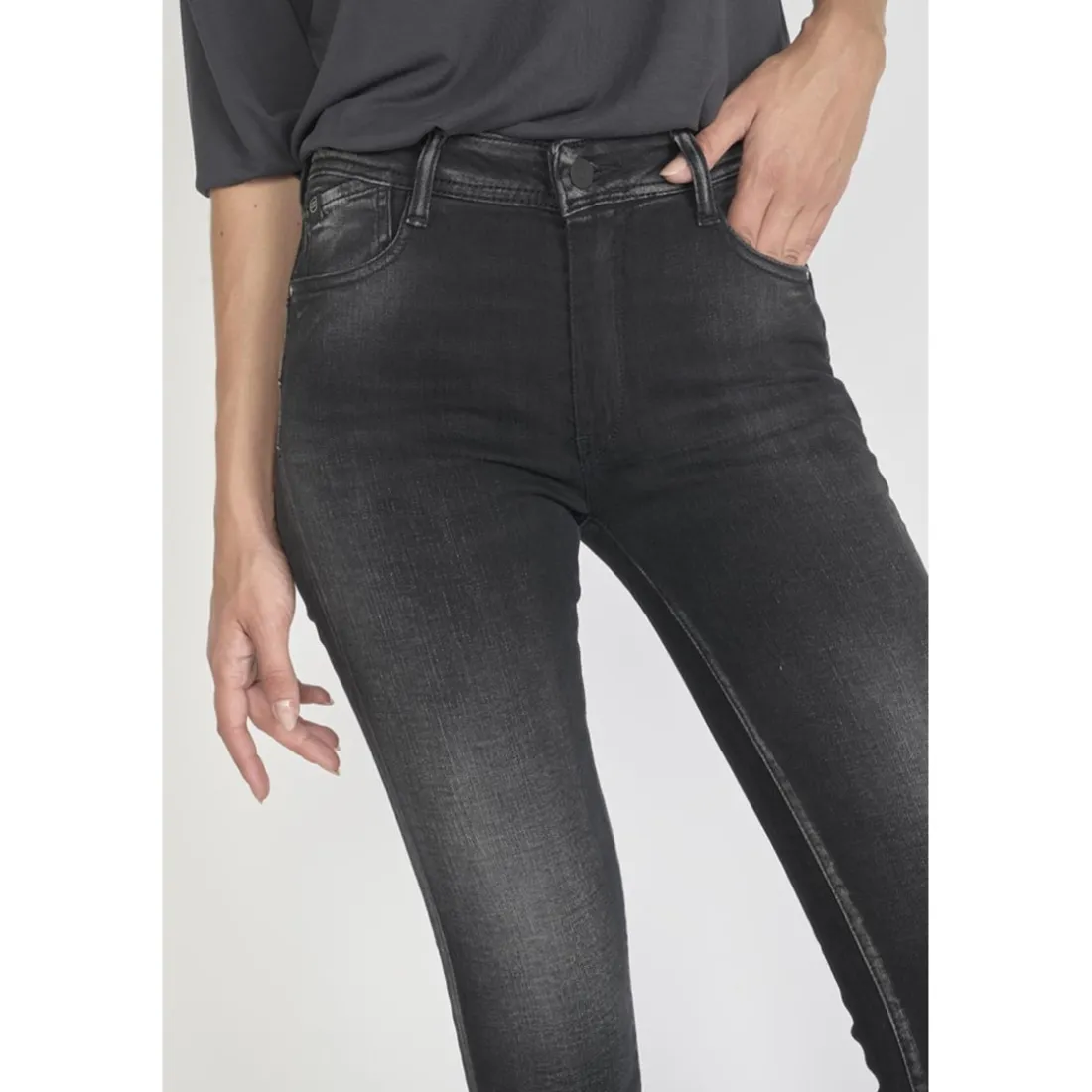Jeans push-up slim taille haute PULP, longueur 34 noir Lina