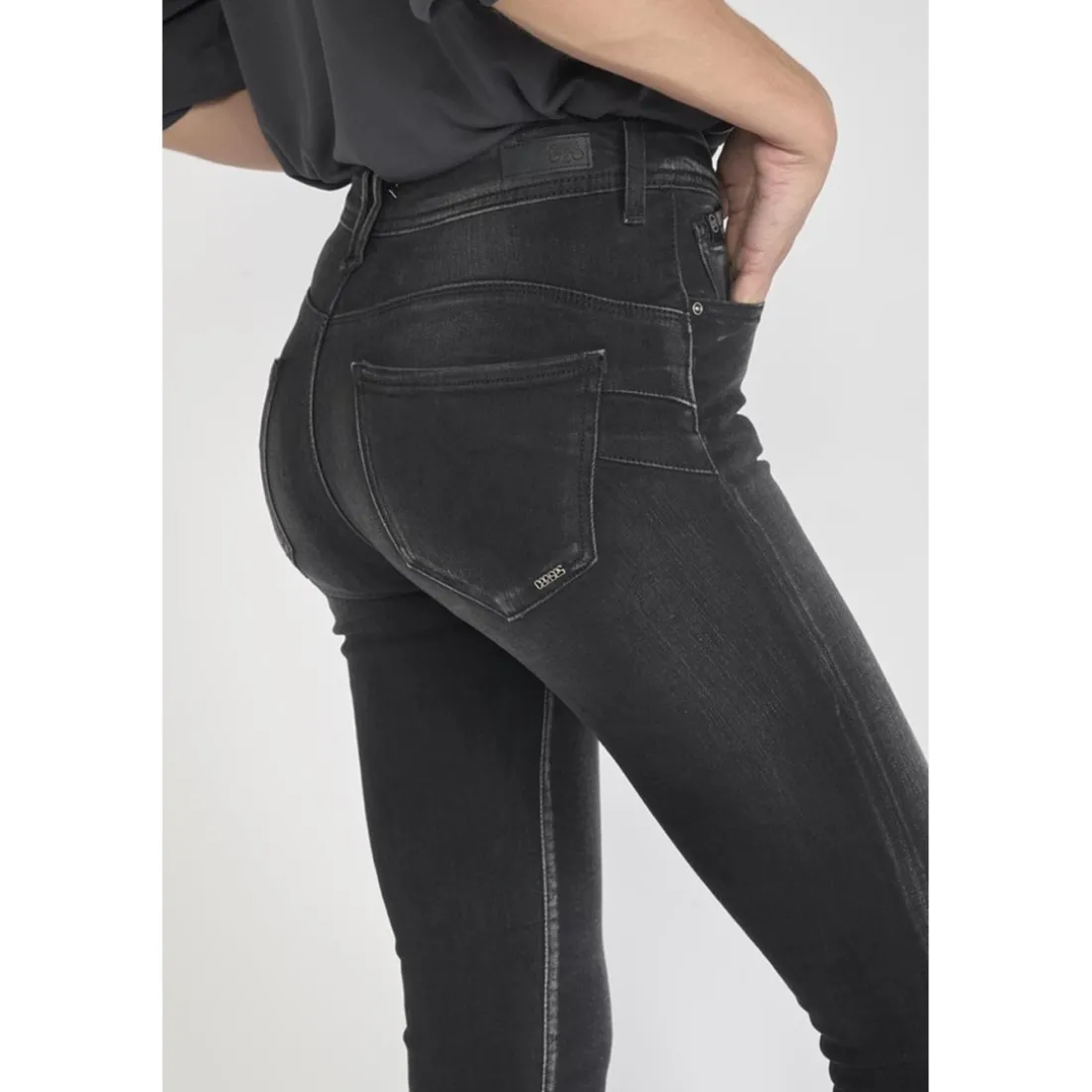 Jeans push-up slim taille haute PULP, longueur 34 noir Lina