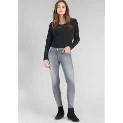 Jeans push-up slim taille haute PULP, 7/8ème gris en coton Isla