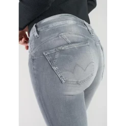 Jeans push-up slim taille haute PULP, 7/8ème gris en coton Isla
