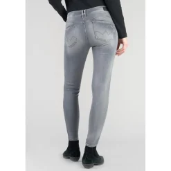 Jeans push-up slim taille haute PULP, 7/8ème gris en coton Isla