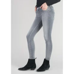 Jeans push-up slim taille haute PULP, 7/8ème gris en coton Isla
