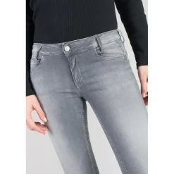 Jeans push-up slim taille haute PULP, 7/8ème gris en coton Isla