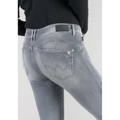 Jeans push-up slim taille haute PULP, 7/8ème gris en coton Isla