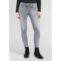 Jeans push-up slim taille haute PULP, 7/8ème gris en coton Isla