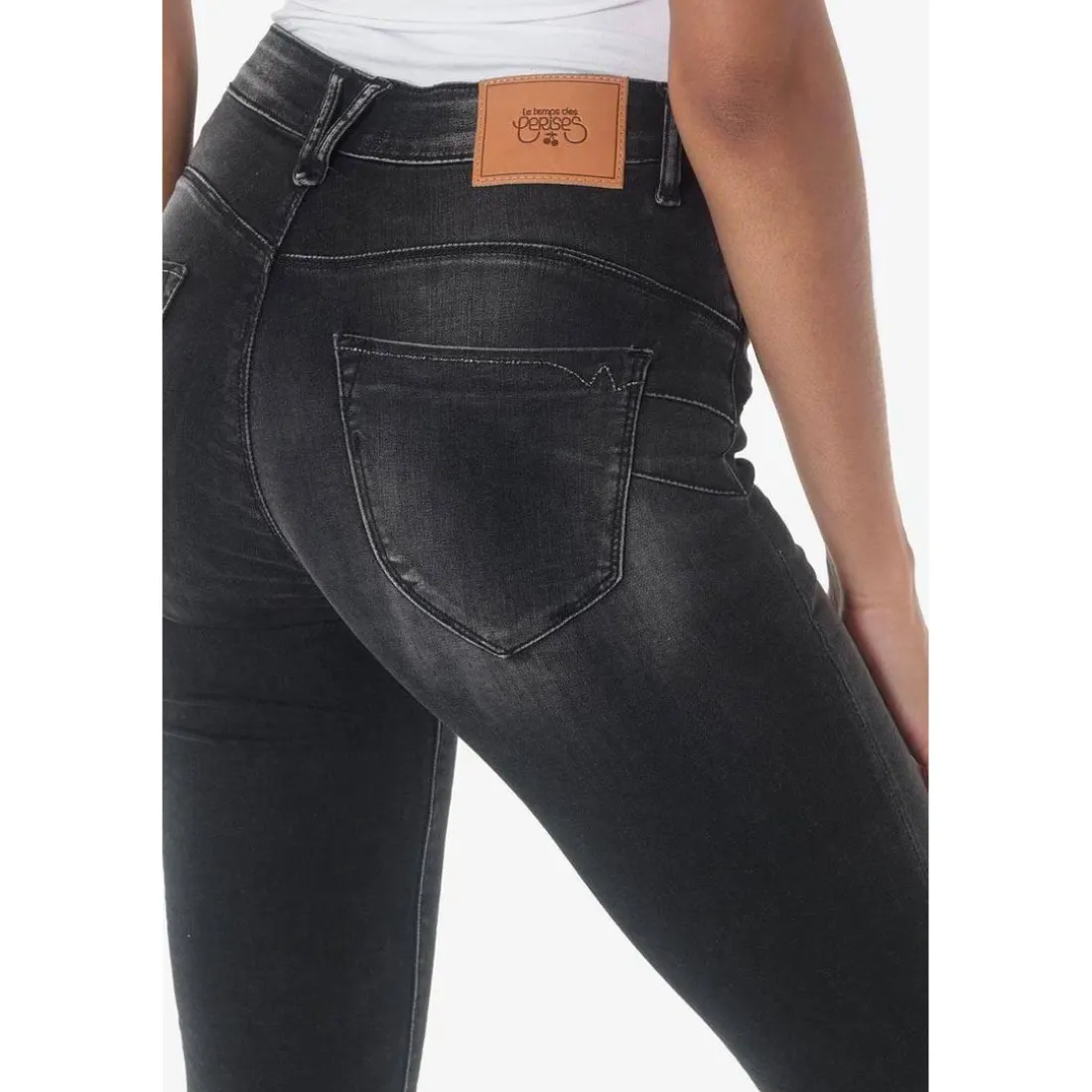 Jeans push-up slim taille haute PULP, 7/8ème noir en coton Zoe