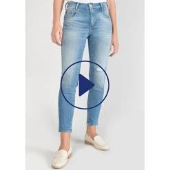 Jeans push-up slim taille haute PULP, 7/8ème bleu en coton Clio