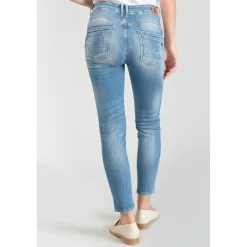 Jeans push-up slim taille haute PULP, 7/8ème bleu en coton Clio