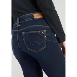 Jeans push-up slim taille haute PULP, longueur 34 bleu en coton Bea