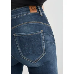 Jeans push-up slim taille haute PULP, longueur 34 bleu en coton Sam