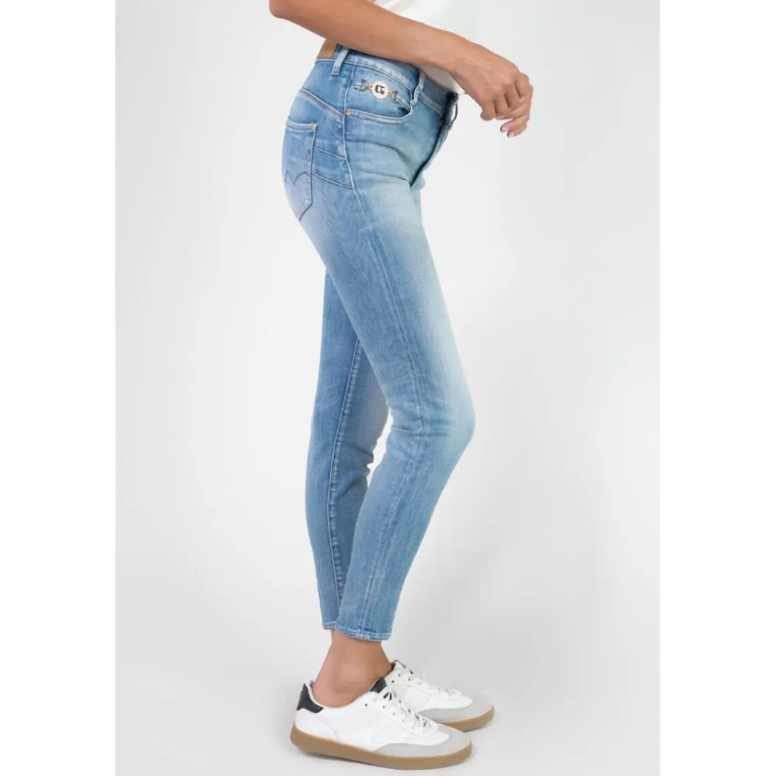 Jeans push-up slim taille haute PULP, 7/8ème bleu Mina