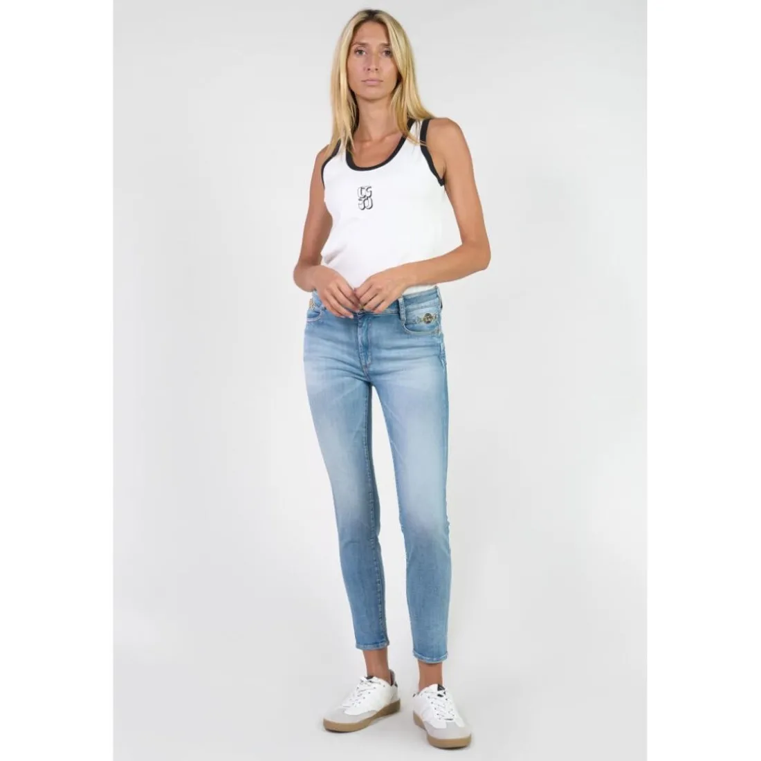 Jeans push-up slim taille haute PULP, 7/8ème bleu Mina