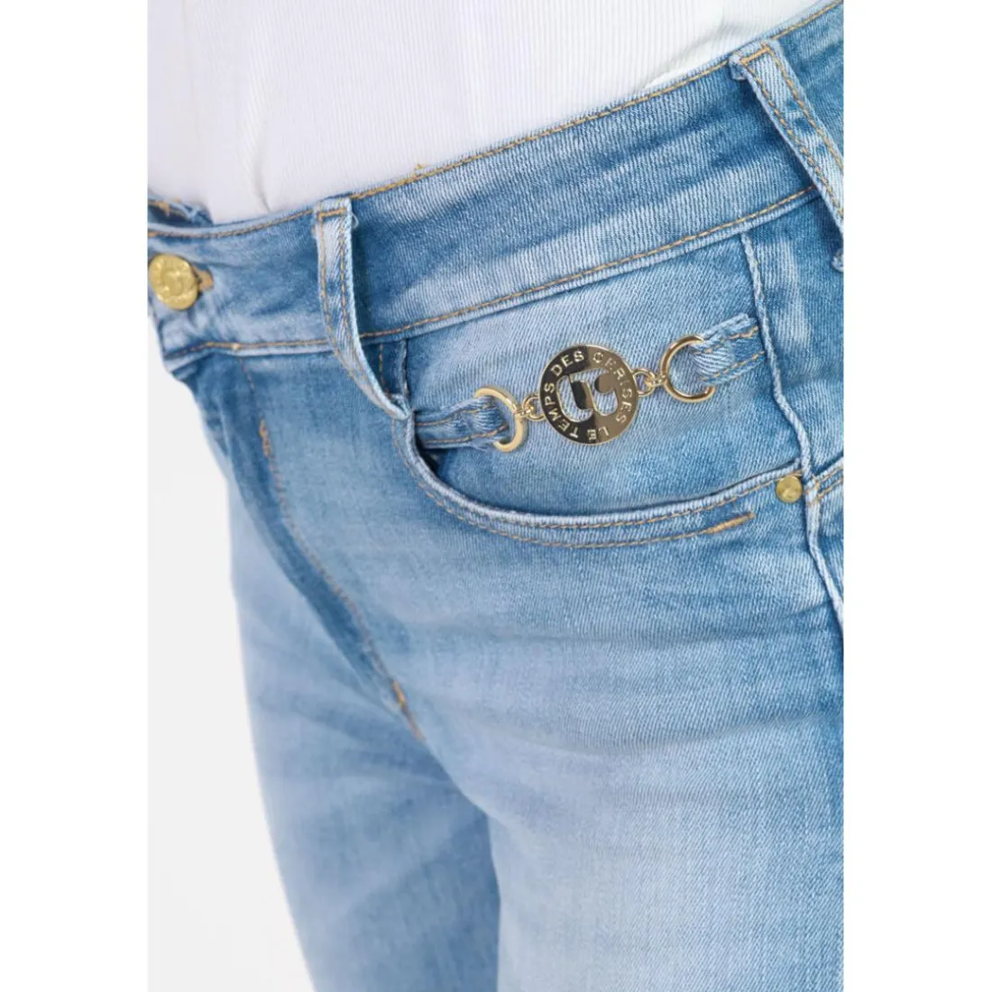 Jeans push-up slim taille haute PULP, 7/8ème bleu Mina
