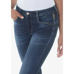 Jeans push-up slim taille haute PULP, 7/8ème bleu en coton Ines