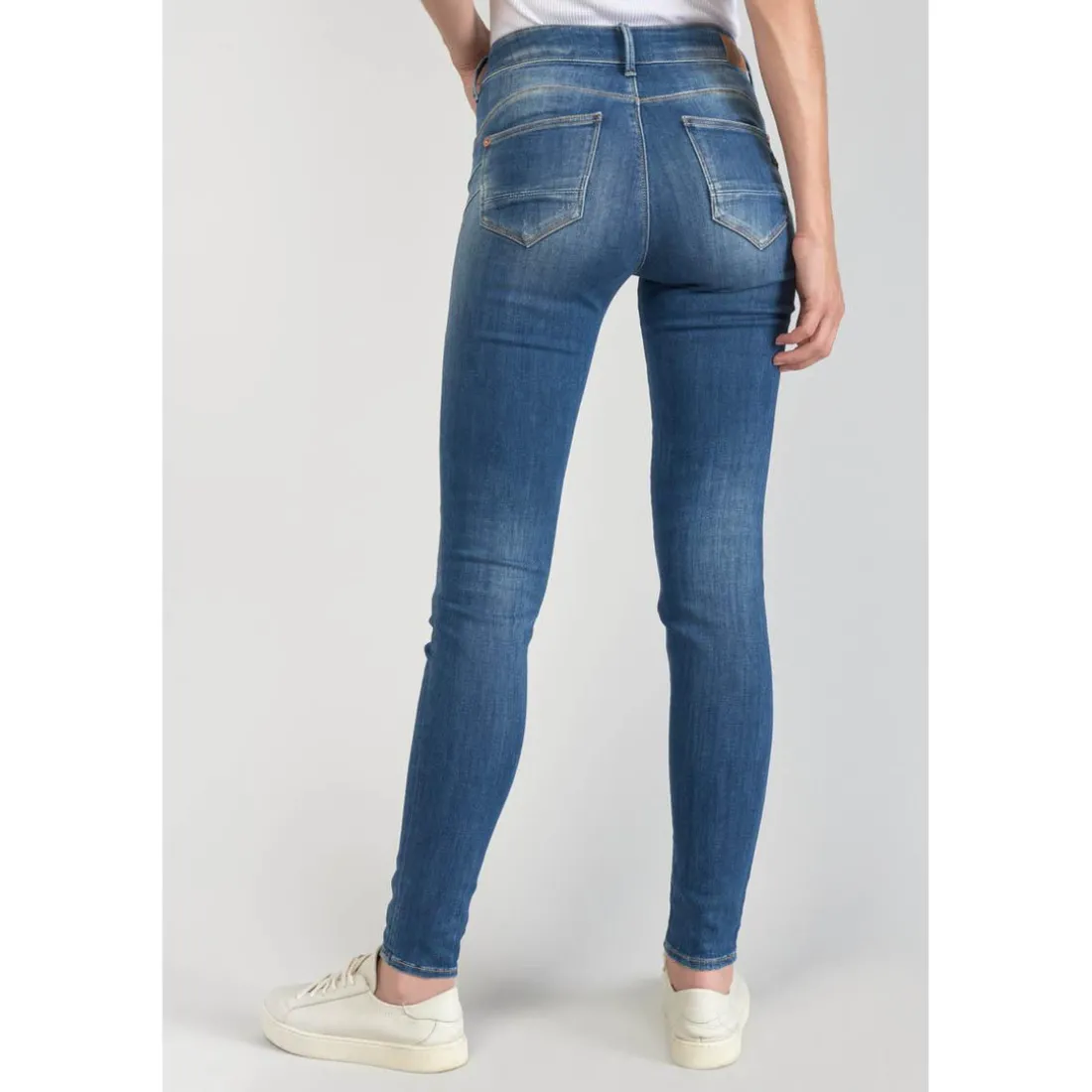 Jeans push-up slim taille haute PULP, longueur 34 bleu en coton Anya
