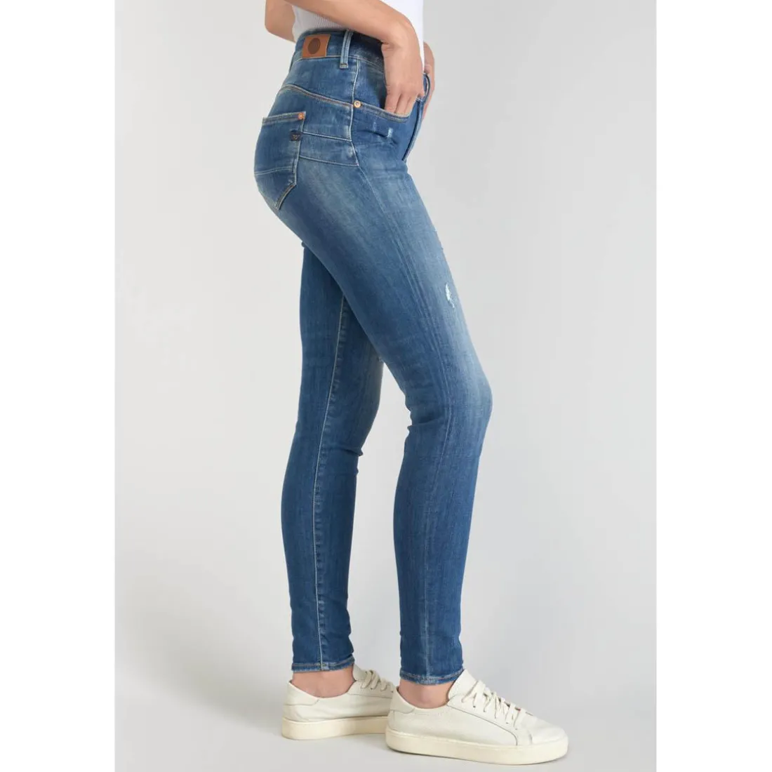 Jeans push-up slim taille haute PULP, longueur 34 bleu en coton Anya