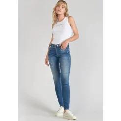 Jeans push-up slim taille haute PULP, longueur 34 bleu en coton Anya