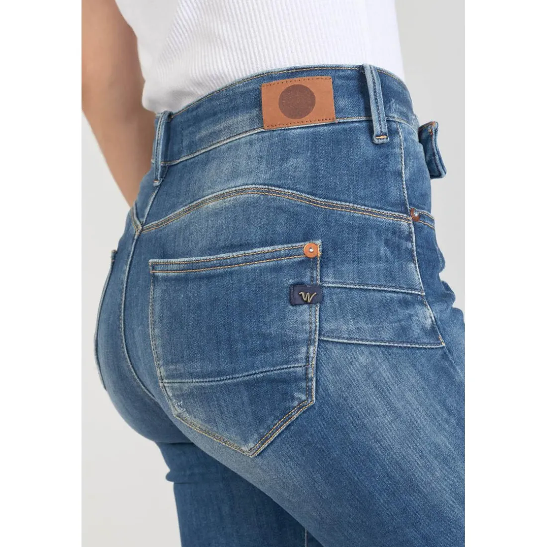 Jeans push-up slim taille haute PULP, longueur 34 bleu en coton Anya