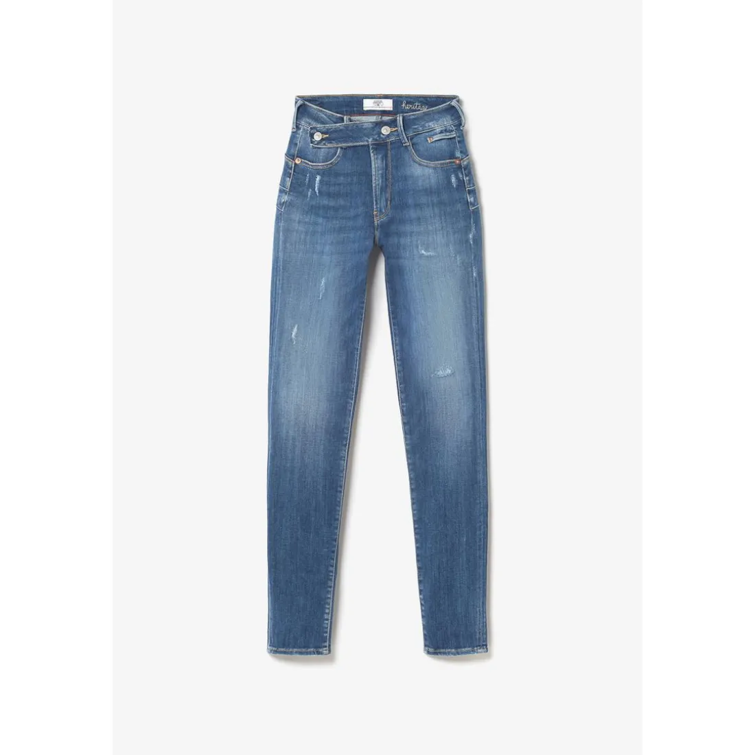 Jeans push-up slim taille haute PULP, longueur 34 bleu en coton Anya