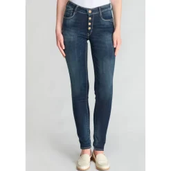 Jeans push-up slim taille haute PULP, longueur 34 bleu en coton Lola