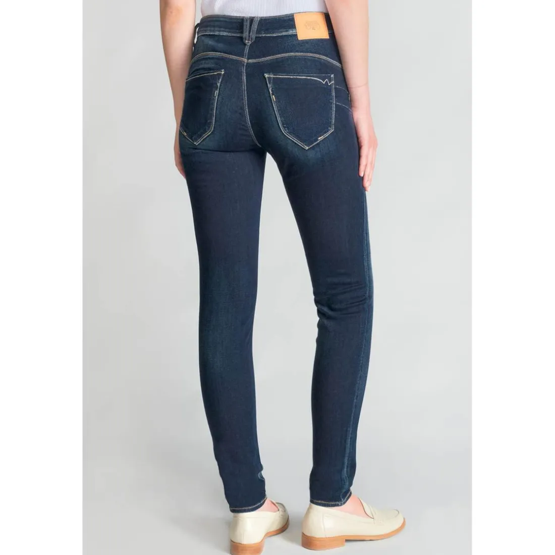 Jeans push-up slim taille haute PULP, longueur 34 bleu en coton Lola