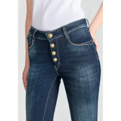Jeans push-up slim taille haute PULP, longueur 34 bleu en coton Lola