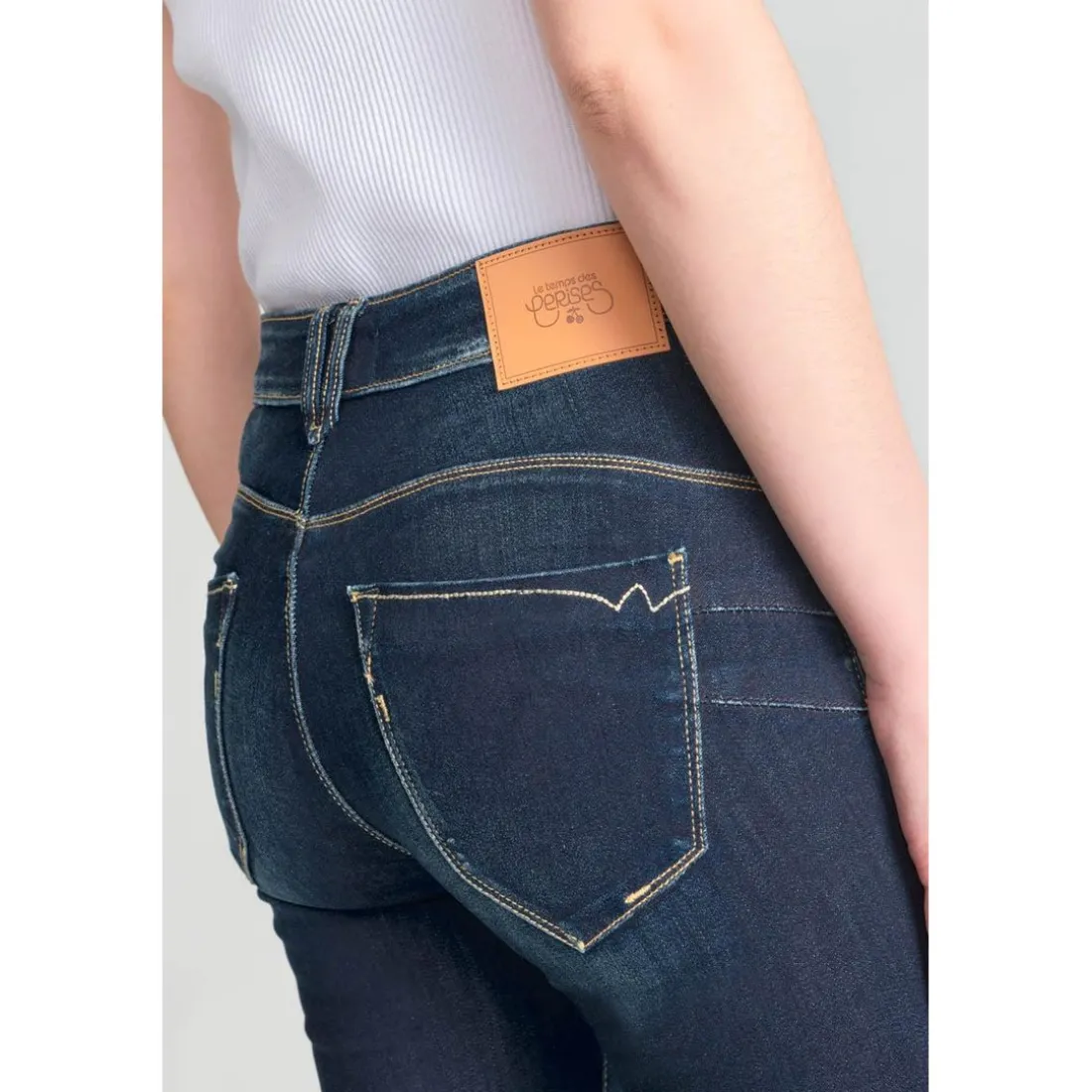 Jeans push-up slim taille haute PULP, longueur 34 bleu en coton Lola