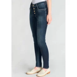 Jeans push-up slim taille haute PULP, longueur 34 bleu en coton Lola