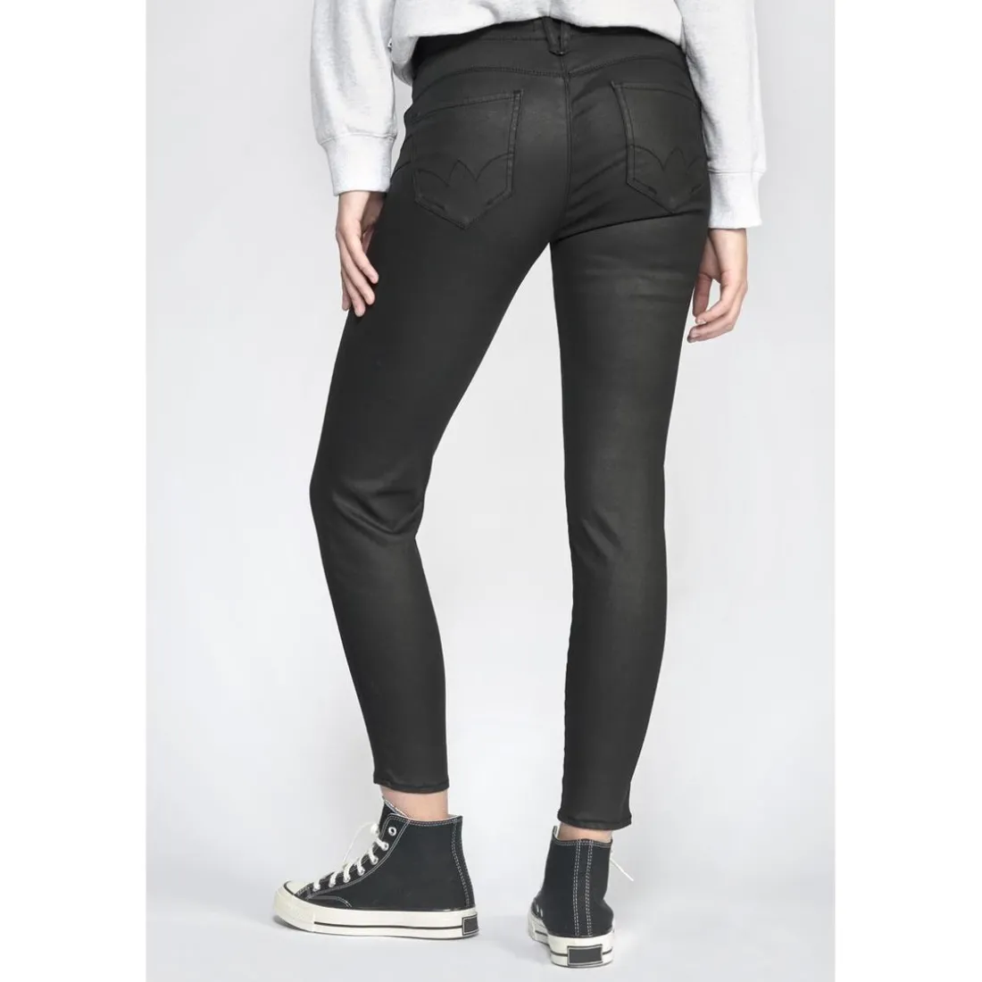 Jeans push-up slim taille haute PULP, 7/8ème noir en coton Wren