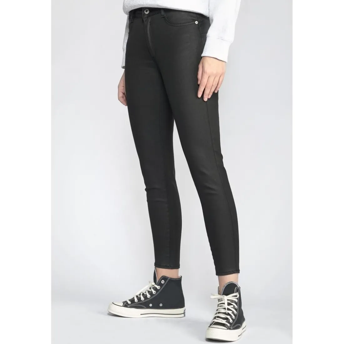 Jeans push-up slim taille haute PULP, 7/8ème noir en coton Wren