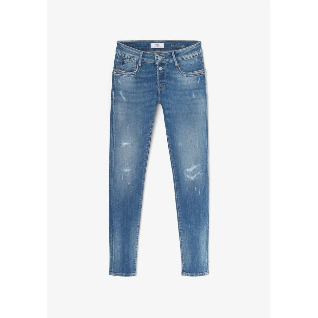 Jeans push-up slim Thais PULP, 7/8ème bleu en coton