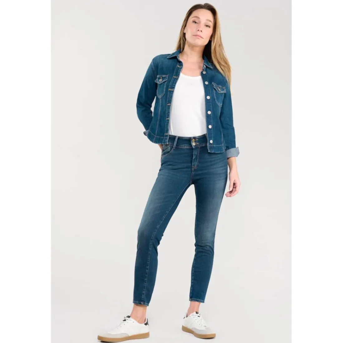 Jeans push-up slim ULTRA PULP, 7/8ème bleu Lise en coton