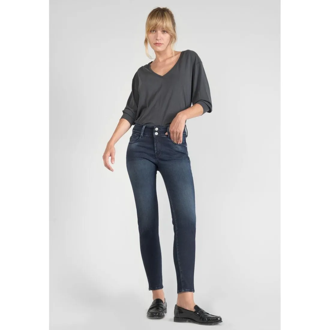 Jeans push-up slim ULTRA PULP, 7/8ème bleu en coton Gail