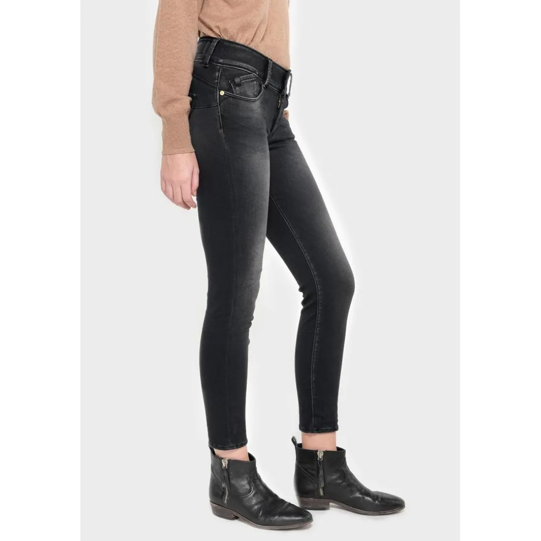 Jeans push-up slim ULTRA PULP, 7/8ème noir en coton