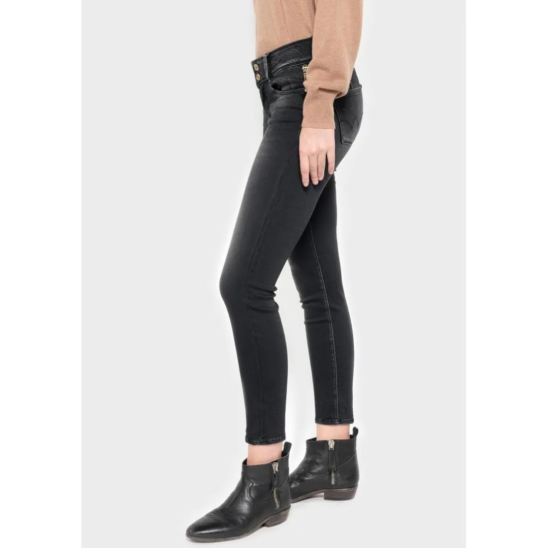 Jeans push-up slim ULTRA PULP, 7/8ème noir en coton