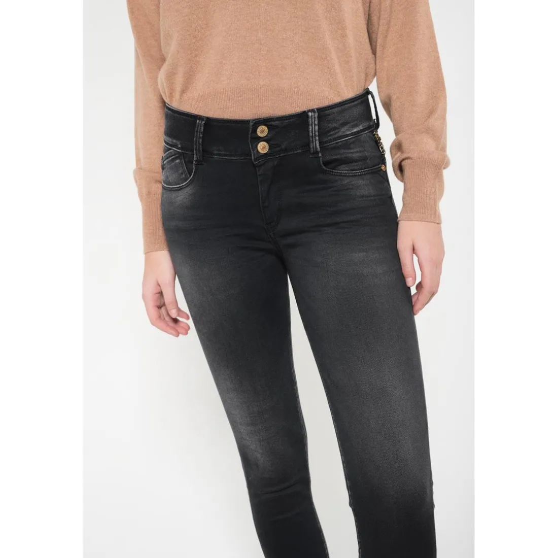 Jeans push-up slim ULTRA PULP, 7/8ème noir en coton