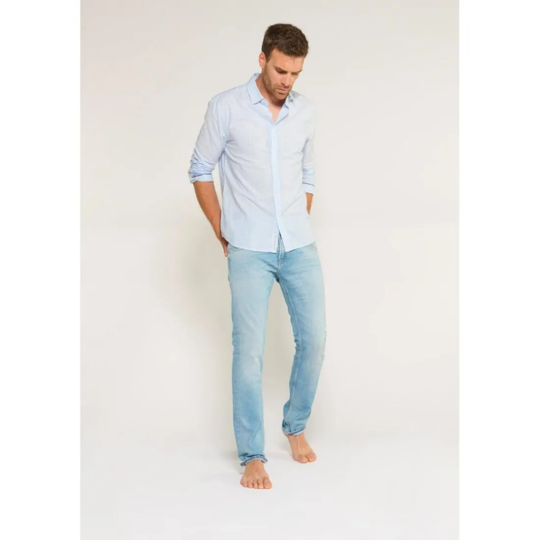Jeans regular, droit 800/12, longueur 34 bleu Milo
